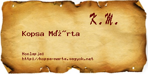 Kopsa Márta névjegykártya