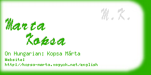 marta kopsa business card